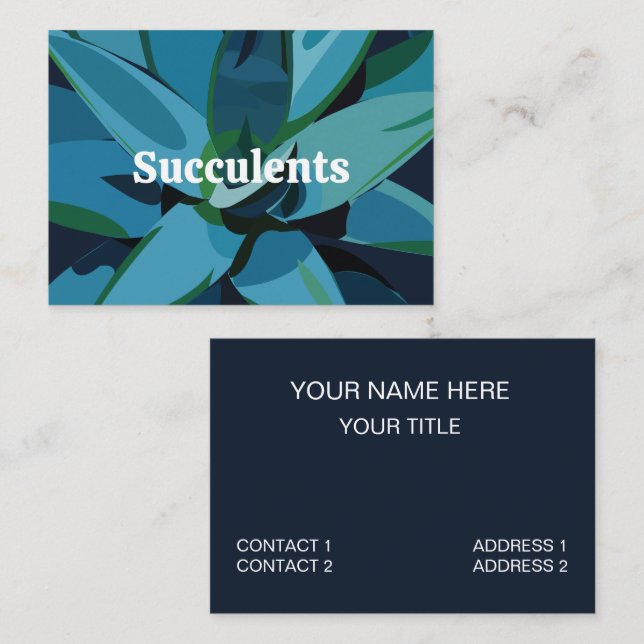 Succulents Blue Agave Cactus Succulents Business Card (Front/Back)