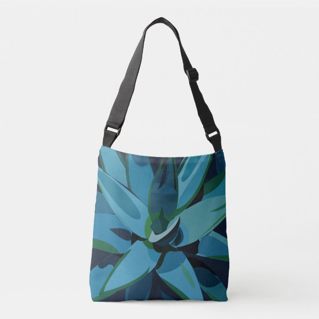 Succulents Blue Agave Cactus Succulents Crossbody Bag (Front)