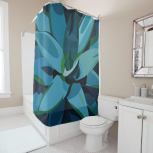 Succulents Blue Agave Cactus Succulents Shower Curtain