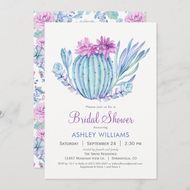 Succulents Bridal Shower Invitation (Front/Back)