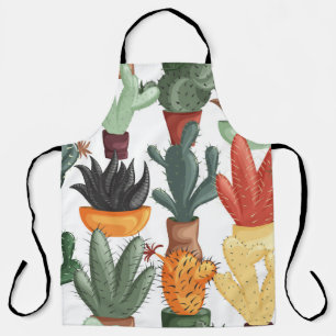 Succulents, cactuses: cute floral pattern. apron