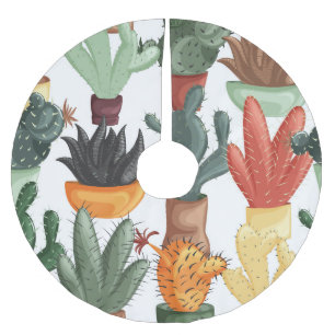 Succulents, cactuses: cute floral pattern. brushed polyester tree skirt