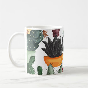 Succulents, cactuses: cute floral pattern. coffee mug