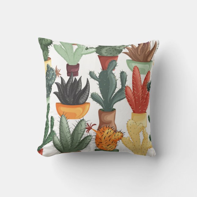 Succulents, cactuses: cute floral pattern. cushion (Front)