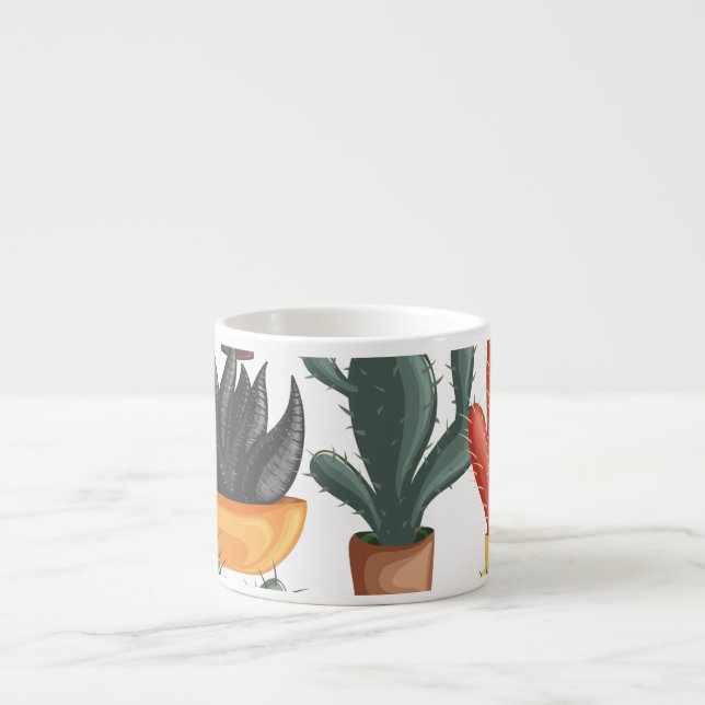 Succulents, cactuses: cute floral pattern. espresso cup (Front)