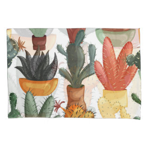 Succulents, cactuses: cute floral pattern. pillowcase