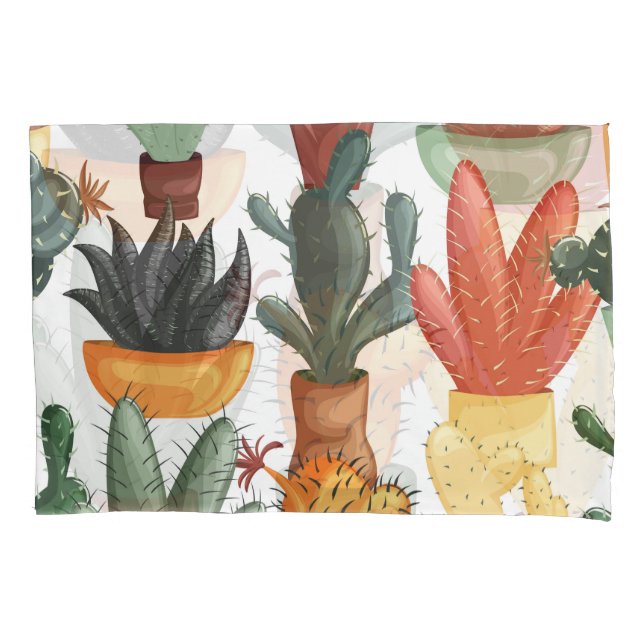 Succulents, cactuses: cute floral pattern. pillowcase (Front)
