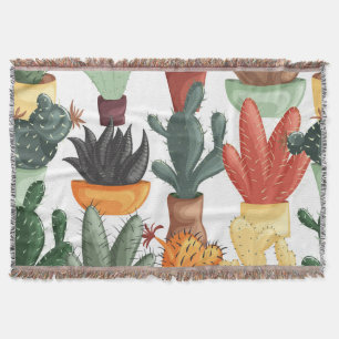 Succulents, cactuses: cute floral pattern. throw blanket