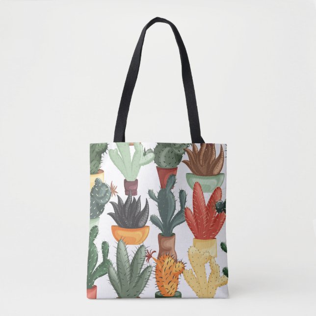 Succulents, cactuses: cute floral pattern. tote bag (Front)