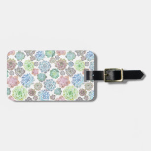 Succulents design luggage tag