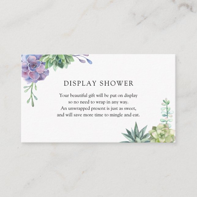 Succulents Display Baby Shower insert card (Front)