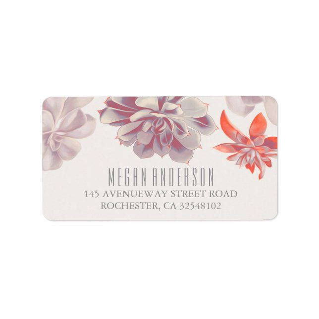 Succulents Floral Elegant Wedding Label (Front)