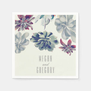 Succulents Floral Garden Wedding Napkin