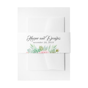 Succulents Floral Greenery Wedding Invitation Belly Band