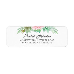 Succulents Floral Return Address Label