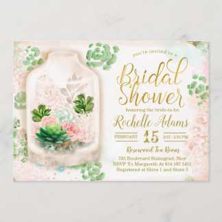 Succulents Floral Terrarium Botanic Bridal Shower Invitation