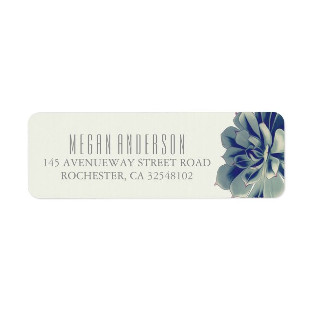 Succulents Flower Romantic Wedding Return Address Label (Front)