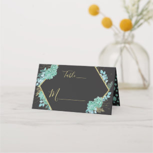 Succulents Gold Frame Any Colour Table Number Place Card