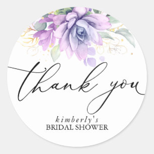 Succulents Gold Greenery Thank You Classic Round S Sticker