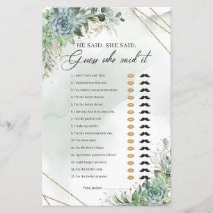 Succulents green eucalyptus gold He said She said