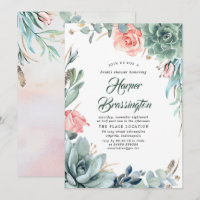 Succulents Greenery and Pink Rose Bridal Shower