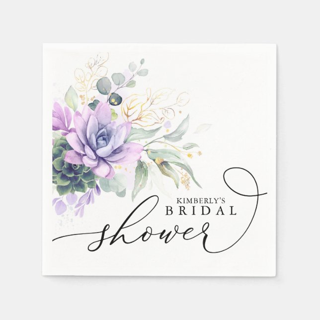 Succulents Greenery Elegant Bridal / Baby Shower N Napkin (Front)