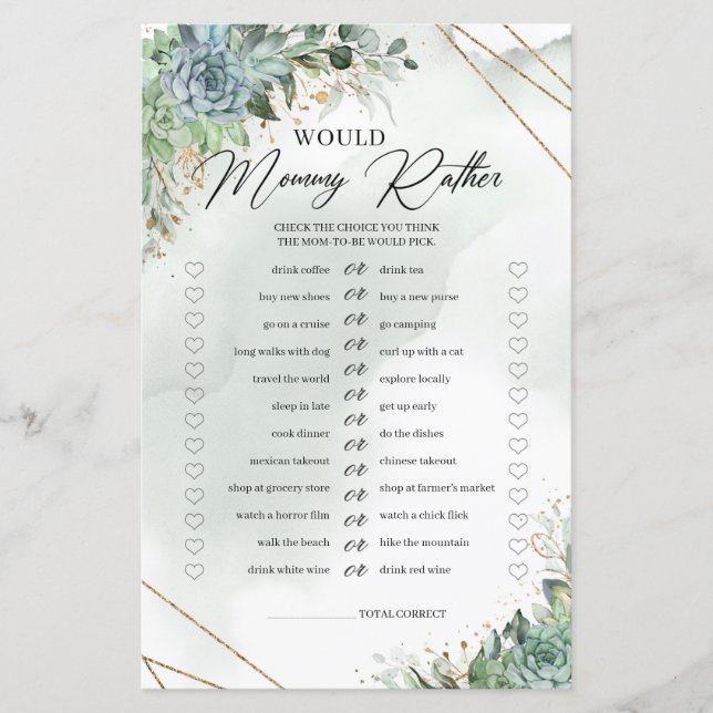 Succulents greenery foliage Would Mummy Rather (Front)