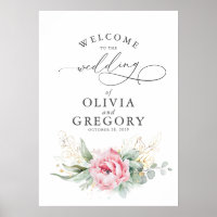 Succulents Greenery Pink Floral Wedding Welcome