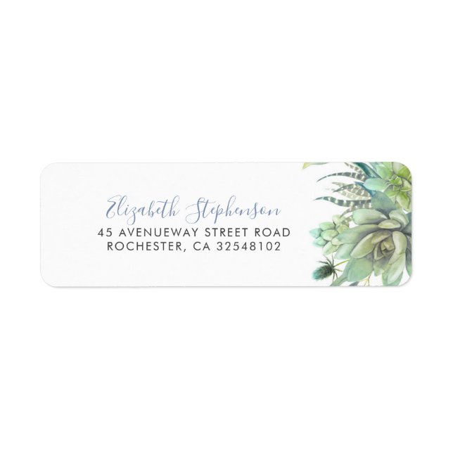 Succulents Greenery Return Address Label (Front)