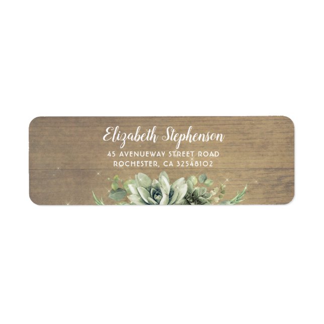 Succulents Greenery Rustic Country Return Address Label (Front)