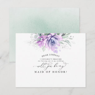 Succulents Greenery Silver Bridesmaid Proposal Invitation