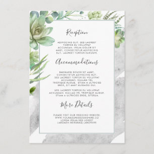 Succulents Greenery Silver Wedding Information Enclosure Card