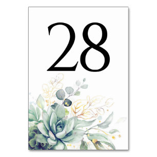 Succulents Greenery Table Number Cards
