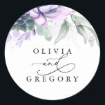 Succulents Greenery Wedding Classic Round Sticker<br><div class="desc">Greenery,  succulents,  silver leaves wedding stickers</div>