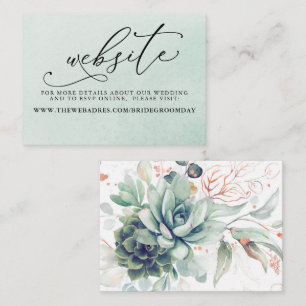 Succulents Greenery Wedding Website Card