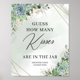 Succulents Guess how many kisses are in the jar Poster