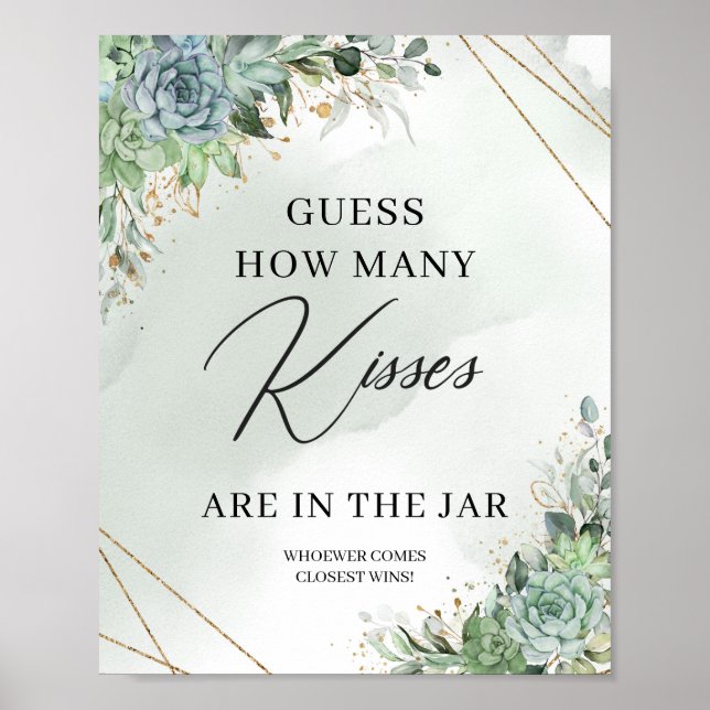 Succulents Guess how many kisses are in the jar Poster (Front)