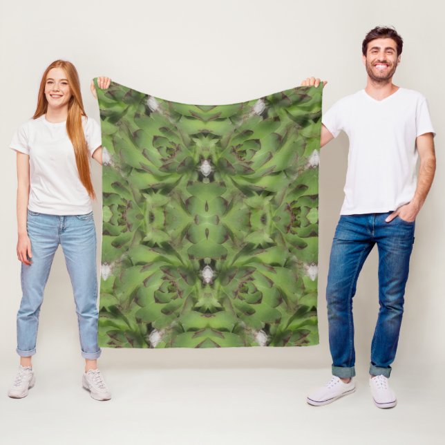 Succulents Hens And Chicks Abstract       Fleece Blanket (In Situ)