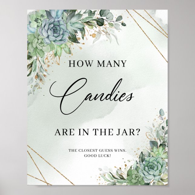 Succulents How Many Candies Are In The Jar Poster (Front)