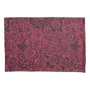 Succulents in Viva Magenta- Color of the Year 2023 Pillowcase