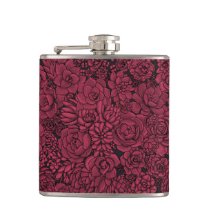 Succulents in Viva Magenta- Colour of the Year 202 Hip Flask