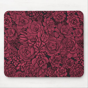 Succulents in Viva Magenta- Colour of the Year 202 Mouse Pad