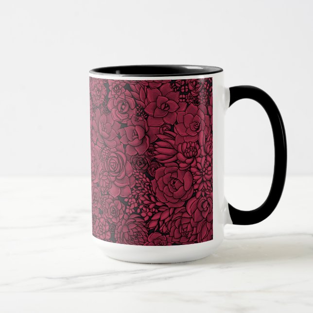 Succulents in Viva Magenta- Colour of the Year 202 Mug (Right)