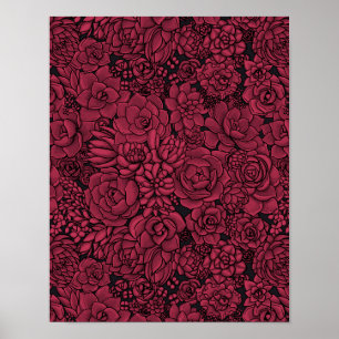 Succulents in Viva Magenta- Colour of the Year 202 Poster