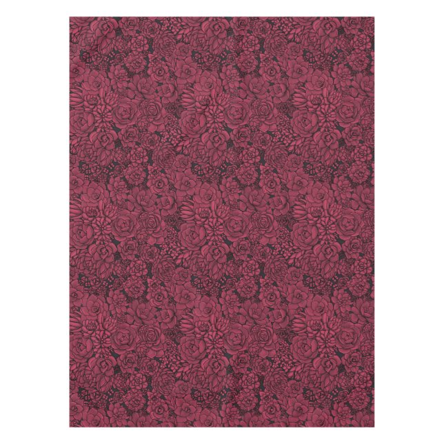 Succulents in Viva Magenta- Colour of the Year 202 Tablecloth (Front)