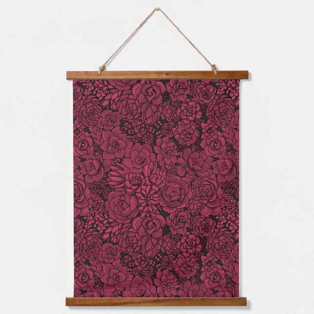 Succulents in Viva Magenta- Colour of the Year Hanging Tapestry (Front)