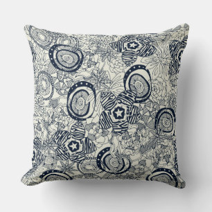 succulents ivory indigo cushion