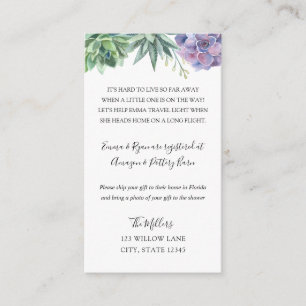 Succulents Long distance baby shower insert