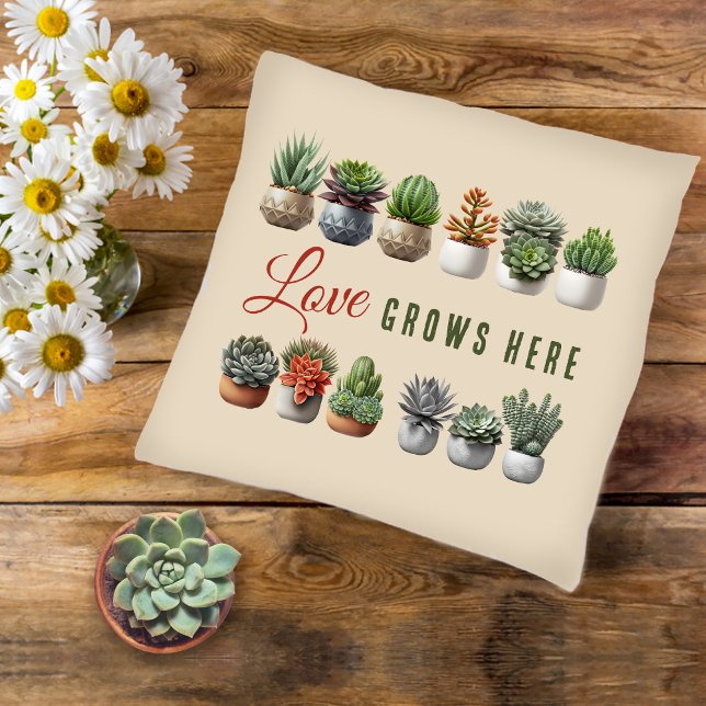 Succulents Love Grow Here  Cushion (Creator Uploaded)