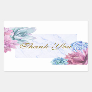 Succulents Marble Chic Bridal Shower Fiesta Favour Rectangular Sticker